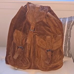 Tan suede backpack